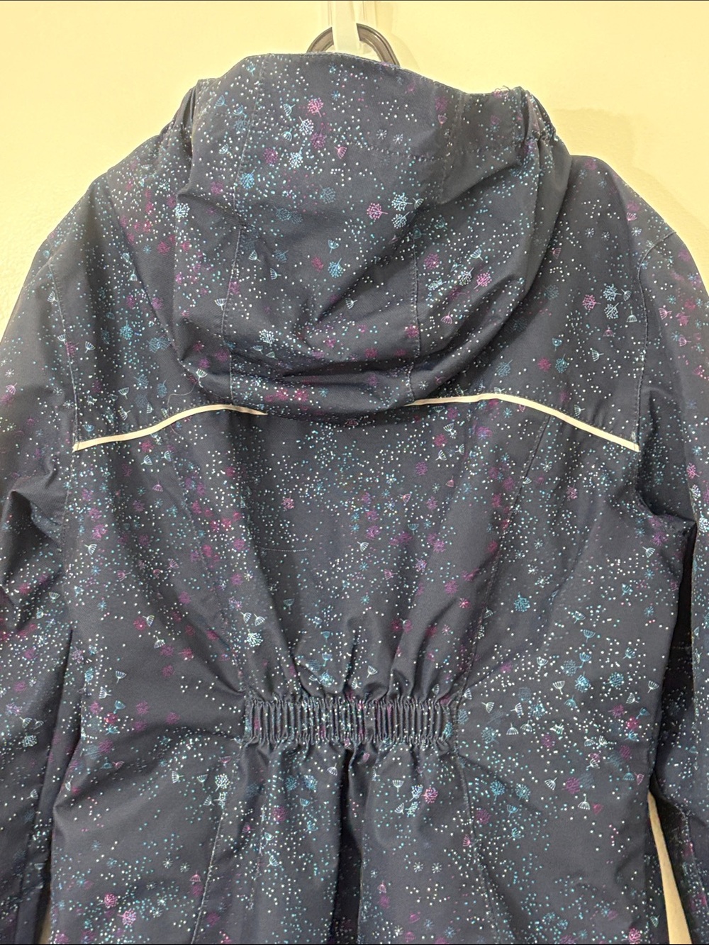 Paradox Girls Jacket Fleece Lined Pockets Hood Navy w/ Tiny Detail Print Large - Picture 6 of 14